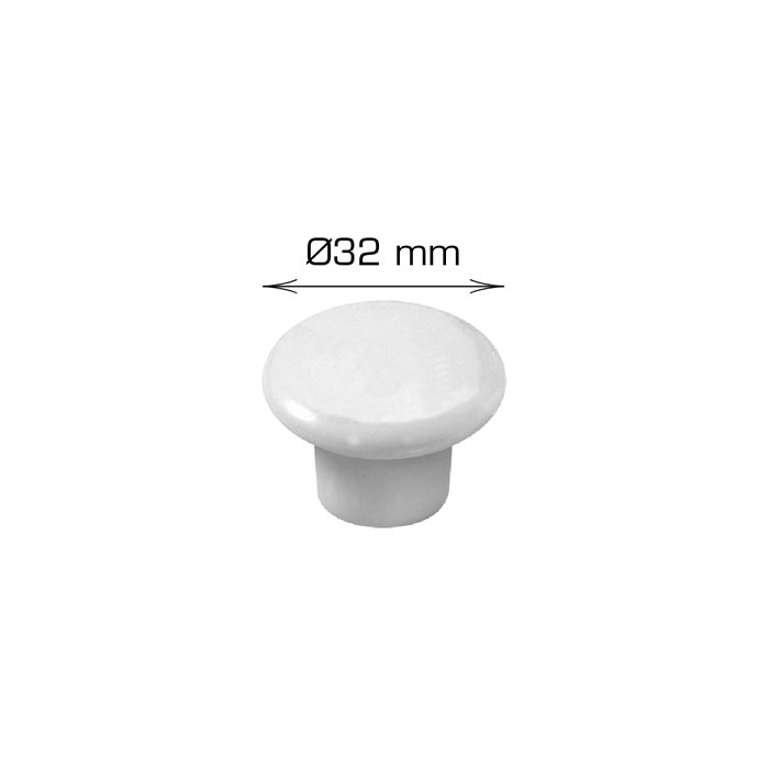 Knott porselen hvit 32 mm - 2 stk.